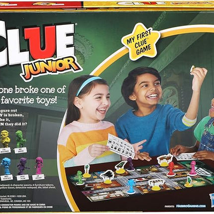 Hasbro Gaming Clue Junior Board Game for Kids Ages 5 and Up, Case of The Broken Toy, Classic Mystery Game for 2-6 Players