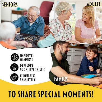 RONDA 1000 Piece Natural Wonders Puzzle Set - World Jigsaw Collection, Family Challenge 3-Pack, Adult and Kids Brain Teaser