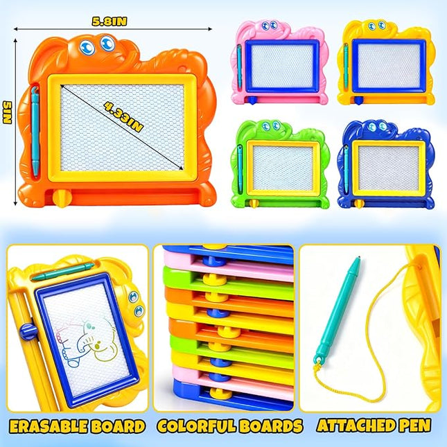 Hymaz 15 Pack Magnetic Drawing Board for Kids, Colorful Erasable Doodle Sketch Tablet for Toddlers 1-3, Travel Writing Drawing Pad for Boys Girls Birthday Party Favors Easter Valentines Day Gifts