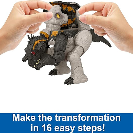 Mattel Jurassic World Fierce Changers 2-in-1 Dinosaur Action Figure, Massive Stretch Toy Tranforms from Brachiosaurus to Indoraptor in 16 Steps