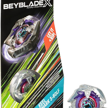 Beyblade X Keel Shark 3-60LF Booster Pack Set with Attack Type Right-Spinning Top; Battling Top Toys for 8 Year Old Boys and Girls