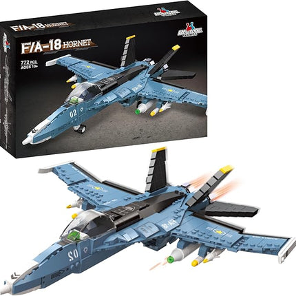 Apostrophe Games F/A-18 Hornet Fighter Jet Building Block Set - 772 Pcs - F-18 Air Force Jet Building Block Plane Toy for Kids Older Than 10 and Adults – Compatible with All Building Bricks