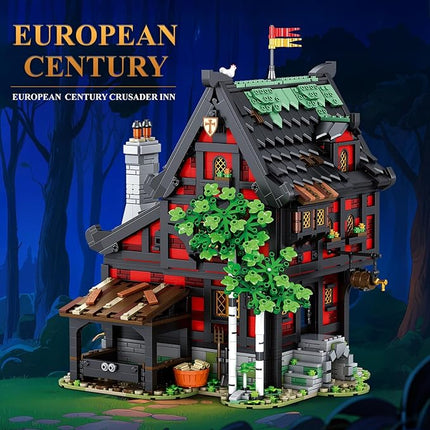 Reobrix Medieval Inn Building Block Set 66017, European Century Tavern for Home&Office Display, Medieval Collectible Architecture Model Kits, Creative Construction Gifts for Adults 14+