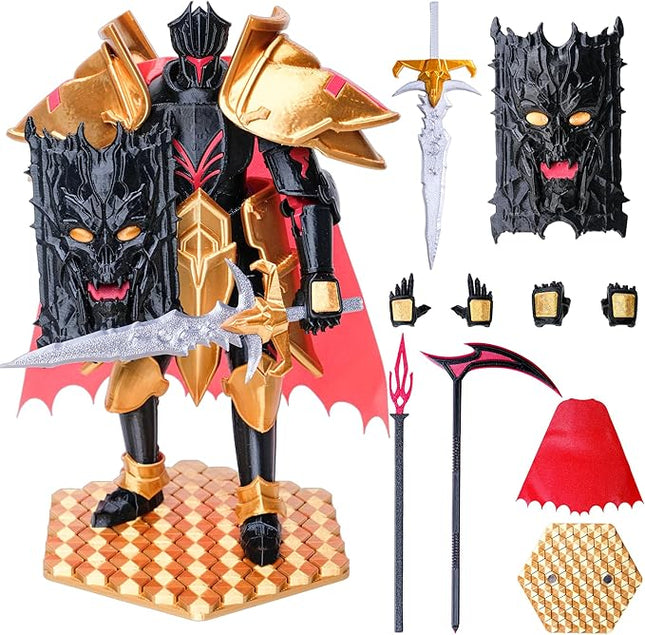 (Assembly Completed) Dummy 13 Titans Action Figure, 9 inches, Strong Magnetic Accessories, 8 in 1, 3D Printed Robot Multi-Jointed Movable, 9 inches Black Knight（Dark Gold）
