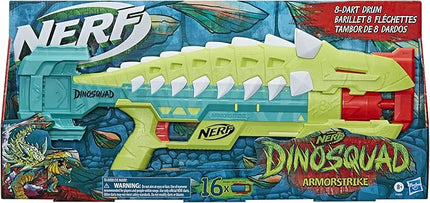 Nerf DinoSquad Armorstrike Dart Blaster, 8-Dart Drum, 16 Nerf Elite Darts, Anklyosaurus Dinosaur Design, Toys for 8 Year Old Boys and Girls and Up