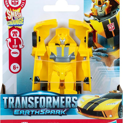 Transformers EarthSpark 1-Step Smash Changers Bumblebee 4-Inch Action Figure, Robot Toys for Boys and Girls 6 and Up