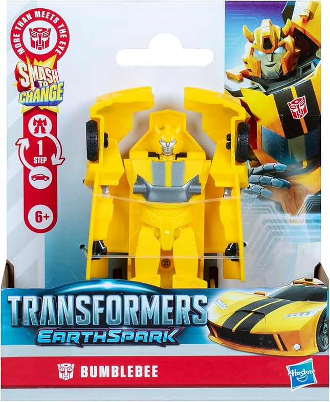 Transformers EarthSpark 1-Step Smash Changers Bumblebee 4-Inch Action Figure, Robot Toys for Boys and Girls 6 and Up
