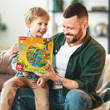 SYNARRY Floor Puzzles for Kids Ages 4-6, Large 70 Piece Dinosaur Puzzles for Toddlers Ages 2-4, Dinosaur Puzzles for Kids 4-8, Preschool Toys Gifts for 3 4 5 6 7 8 Years Old Toddlers Boys Girls Child