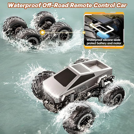 Remote Control Car Off-Road Pick-up Truck, 4WD Amphibious RC Trucks Toy RC Cars for All Terrain, 1:16 Scale Hobby Monster Truck Toys 2.4GHz Vehicles Kids Gifts for Boys/Girls Age 6 7 8 9 10-12+