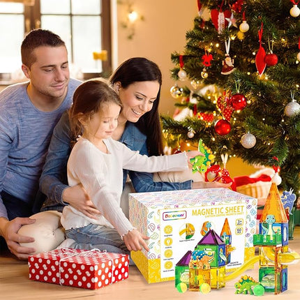 Dinosaur Magnetic Blocks Set, Upgrade DIY Magnets Building Blocks for Kids, 60 Piece Magnets Tiles for Boys and Girls Learning by Playing Games to Improve Imagination and Creativity