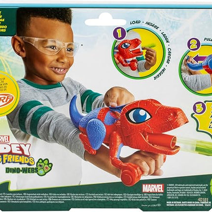 Spidey and his Amazing Friends Marvel Dino-Webs NERF Spidey-Rex Web Launcher, Role Play Toy, Preschool Super Hero Toys for Kids Ages 3 & Up