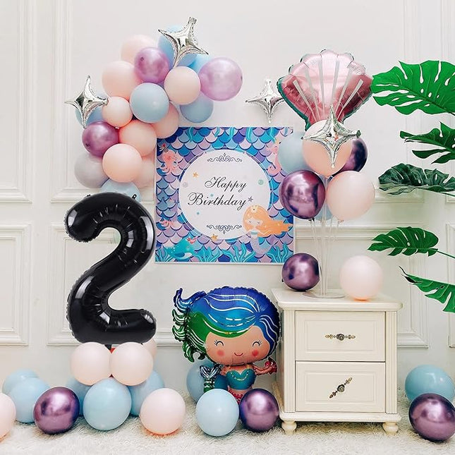 Smlpuame 40 inch Number Balloon 0-9 Black Large Number 2 Balloons,Digital Balloons for Birthday Party Celebration Decorations Supplies, Helium Foil Number Balloons for Wedding Anniversary