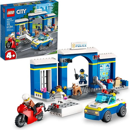LEGO City Police Station Chase 60370, Playset with Car Toy and Motorbike, Breakout Jail, 4 Minifigures and Dog Figure, Toys for Kids 4 Plus Years Old