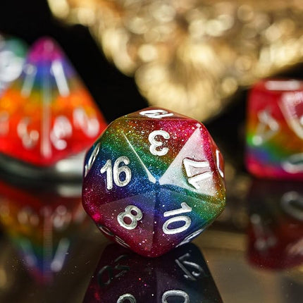 HDdais 7PCS Rainbow-Pride Polyhedral Dice Set, Homosexual Flag D&D Dice for Dungeons and Dragons, DND Dice for RPG and Other Table Games