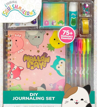 Squishmallows Original DIY Journaling Set, Journaling Kit with Gel Pens, Stickers, Sticky Notes, and Gems, Scrapbook for Kids, Cute Stationary Set, Notebook for Girls, Diary for Girls Ages 8-12