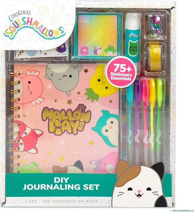 Squishmallows Original DIY Journaling Set, Journaling Kit with Gel Pens, Stickers, Sticky Notes, and Gems, Scrapbook for Kids, Cute Stationary Set, Notebook for Girls, Diary for Girls Ages 8-12