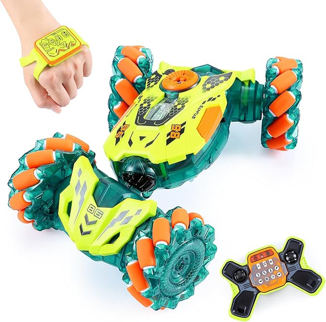 A ALPHA Gesture Remote Control Car, RC Stunt Car with 360° Flips 2.4GHz 4WD Remote Control Toy with Lights Music Birthday Xmas Gift for Boys 5 6 7 8-12 Year Old