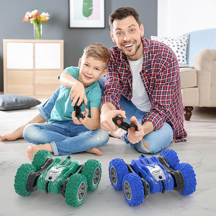 Remote Control Car, RC Stunt Double Sided 360° Rolling Rotating Rotation Cars, High Speed Off Road Racing Truck for 6 7 8-12 Year Old Boy Kids Toy (Blue)