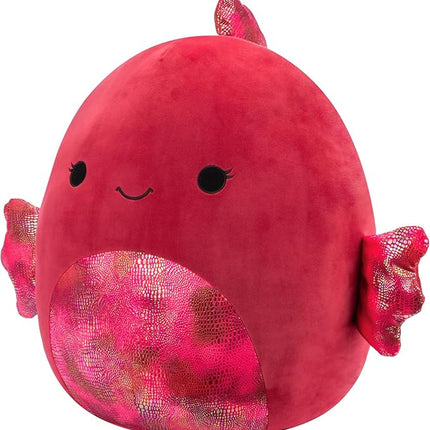 Squishmallows Original 20-Inch Barella Raspberry Betta Fish with Shiny Textured Fins - Official Jazwares Jumbo Plush