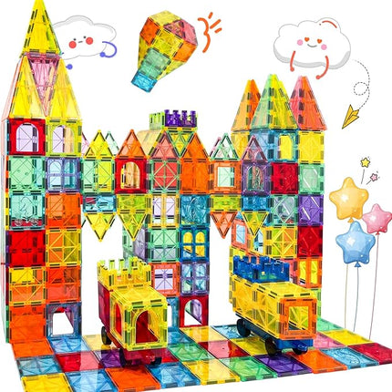 100 Piece Set Magnet Building Tiles Toddler Toys Magnetic 3D Blocks Construction Playboards for Kids Ages 3-12
