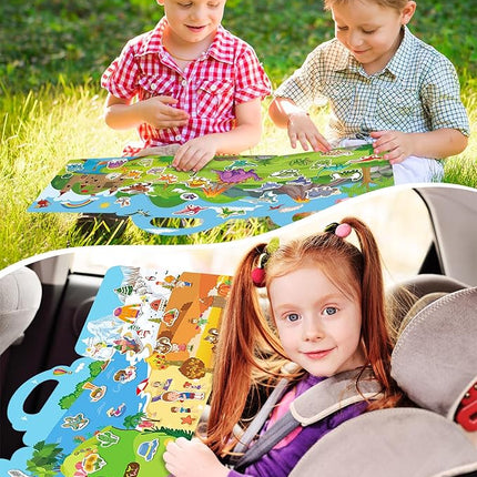 Reusable Sticker Book for Toddlers 2-4 Years, Stickers for Kids, Toddler Sticker Book Ages 1-3, Toddler Craft Activities, Toddlers Travel Toys Ages 2+ Boy Girl Birthday Gifts