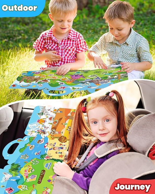 Reusable Sticker Book for Toddlers 2-4 Years, Stickers for Kids, Toddler Sticker Book Ages 1-3, Toddler Craft Activities, Toddlers Travel Toys Ages 2+ Boy Girl Birthday Gifts