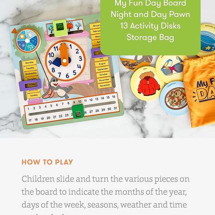 SimplyFun My Fun Day - an Engaging and Educational Activity Board- Learn About The Months, Days, Seasons and Telling Time - 1 to 2 Players - for Kids Ages 3 & Up
