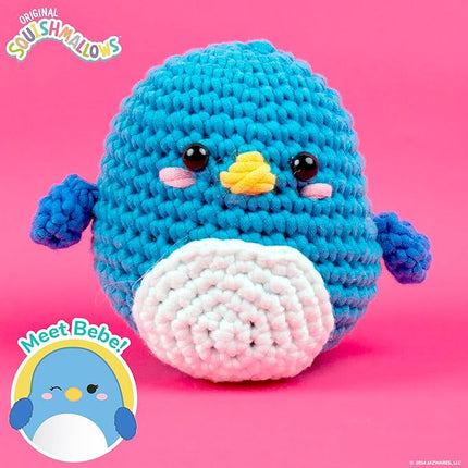 Original Squishmallows Bebe the Bluebird Crochet Kit, Includes Yarn, Crochet Hook, Starter Hooks, Step-By-Step Tutorials, Exclusive Crochet Kit For Beginners, DIY Craft, Crochet Kits, Great Teen Gifts