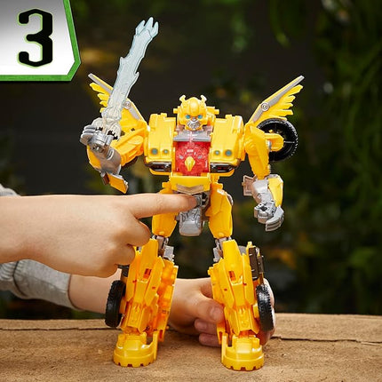 Transformers Toys Rise of The Beasts Movie, Beast-Mode Bumblebee Converting Toy with Lights and Sounds, Ages 6 and up, 10-inch