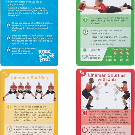 Shuffle Up American Football Card Game – Kids Outdoor Garden Games with 70+ Fun & Active Fitness Workout Cards, American Football Gifts for Boys & Girls, Fun Family Games