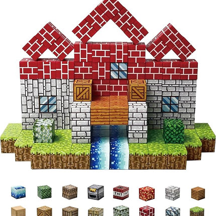 Magnetic Blocks - 120PCS Build Mine Magnet World Set w/Fidget Cubes, Educational Magnetic Tiles Building Toys for Boys & Girls, STEM Montessori Sensory Toys for Toddlers Kids Age 3+