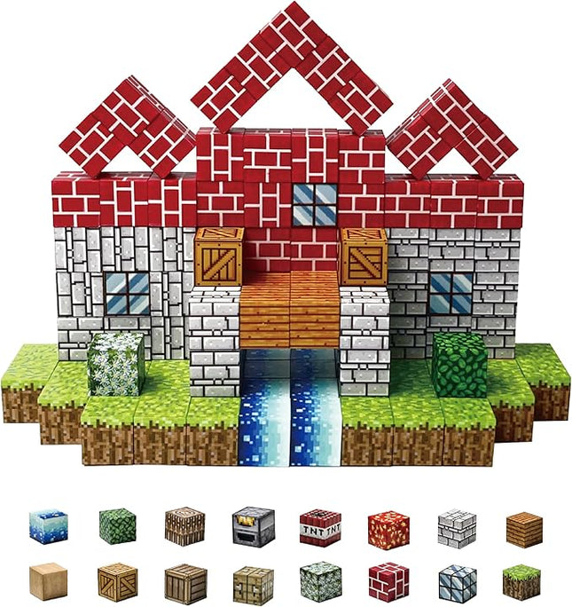 Magnetic Blocks - 120PCS Build Mine Magnet World Set w/Fidget Cubes, Educational Magnetic Tiles Building Toys for Boys & Girls, STEM Montessori Sensory Toys for Toddlers Kids Age 3+