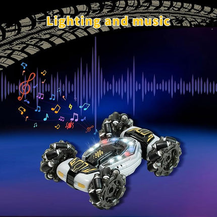 GRANTLEY Gesture Sensing RC Stunt Car - 4WD 2.4GHz Remote&Hand Control Gesture Sensing Car, Double Sided 360° Rotating Off Road Twist Cars with Lights & Music,Gift for Boys Girls