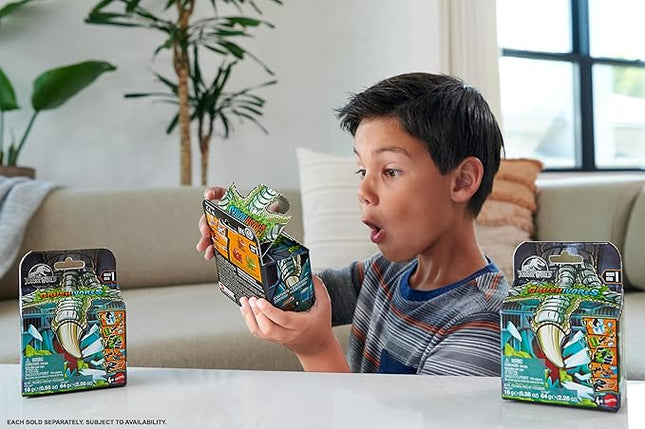 Mattel Jurassic World Crushivores Mini Dinosaur Figure & Accessories, Unboxing Dino Toy with Surprise Reveals, Sensory Compounds & Feeding Play