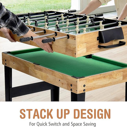 Goplus 10-in-1 Combination Multi Game Table Set, Adult Size Combo Game Table W/Foosball, Table Tennis, Pool, Air Hockey Table, Bowling, Chess, Checkers, Backgammon for Game Night