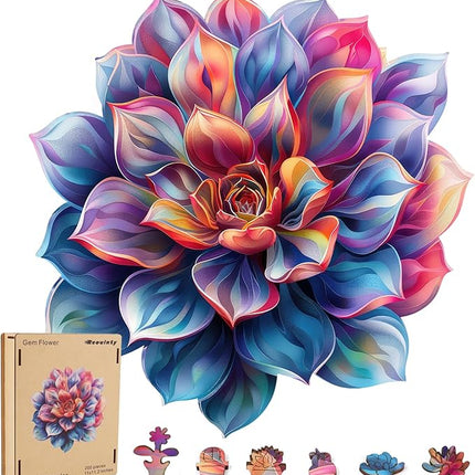 Wooden Puzzles for Adult, Flower Succulent Puzzle for Girl, Challenging Puzzle, 200 Piece Luxurious Shaped Wooden Puzzles for Adults, Family Game 11.2 * 15.9in