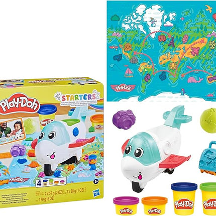 Play-Doh Airplane Explorer Starter Set, Preschool Toys for 3 Year Old Girls & Boys & Up with Jet, World Map Playmat, 3 Accessories, & 4 Modeling Compound Colors