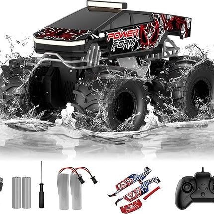 Amphibious Remote Control Car, 1:18 Waterproof Monster Truck Toys RC Cars, 2.4GHz RC Trucks 4WD All Terrain Off-Road Pickup, Kids Christmas Birthday Presents for Boy Girl Toys Age 6 7 8 9 10 11 12