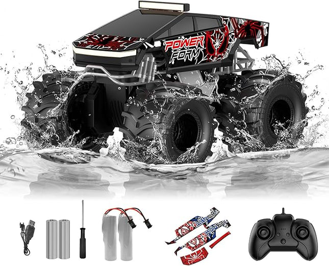 Amphibious Remote Control Car, 1:18 Waterproof Monster Truck Toys RC Cars, 2.4GHz RC Trucks 4WD All Terrain Off-Road Pickup, Kids Christmas Birthday Presents for Boy Girl Toys Age 6 7 8 9 10 11 12