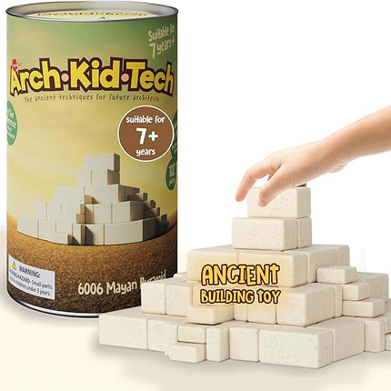 Taksa Toys Arch-Kid-Tech Ancient Mayan Pyramid Architecture STEM Building Blocks - 102-Piece Educational & Stackable Learning Set for Kids, Indoor Architectural Kit - Montessori Toys for 7+ Years Old