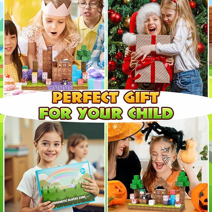 126PCS Magnetic Building Blocks: Forest Castle Magnetic Blocks Building Toys, Toddler Magnet Toys STEM Building Game Sensory Gift for Kids Ages 3 4 5 6 7 8 9+ Boys Girls Birthday Gifts