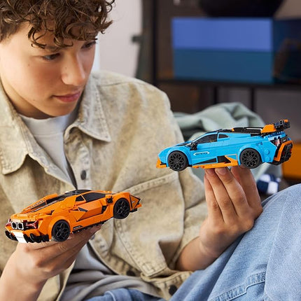 LEGO Speed Champions Lamborghini Revuelto & Huracán STO Car Toys - Building Toy for Pretend Play for Boys & Girls, Ages 10+ - Model Car Kit Display - Gift Idea for Kids - 77238