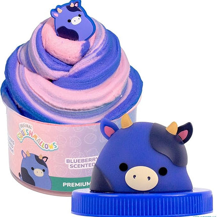 Original Squishmallows Ingrid The Cow Premium Cloud Slime, Blueberry-Scented, 8 oz., Storage Container with Figurine Topper, Rubber Charm, Goodie Bags Stuffers, Kids Party Favors, Sensory Toys