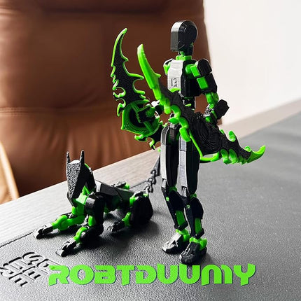 T13 Action Figure Set (Assembly Completed),Dummy 13,Titan 13 Action Figures,3D Printed Toys Multi-Jointed Movable (Black/Green)