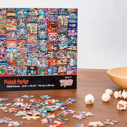 Pinball Parlor Retro Arcade Puzzle for Adults and Kids | 1000 Piece Jigsaw Puzzle Toy | Interactive Brain Teaser for Family Game Night | 28 x 20 Inches