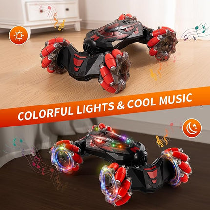 Gesture RC Car, 2.4GHz 4WD Gesture Sensing RC Stunt Car Toys for 6-12 yr Boys Girls, Hand Controlled rc car Offroad 360° Rotation with Lights Music for Birthday Gifts