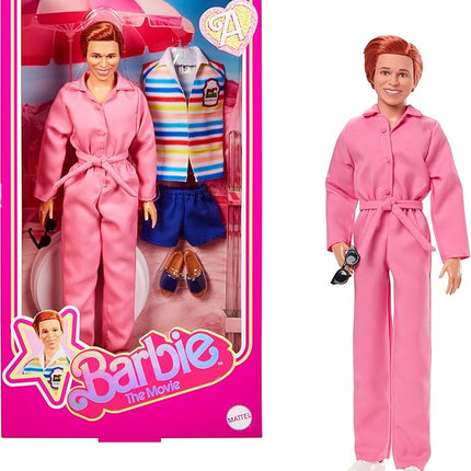 Barbie The Movie Allan Collectible Doll, Michael Cera as Allan with 2 Removable Movie Fashions, Pink Jumpsuit Outfit & Blue Striped Beach Set with Sunglasses