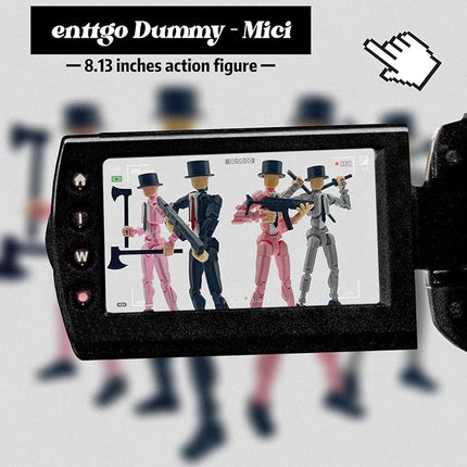 3D Printed 8.13-inch Action Figure Dummy-Mici20, Full Body Mechanical Movable Toy, Multiple Accessories, Desk Decoration (3 HandsType, Bracket, Weapons, Armour) (Black)