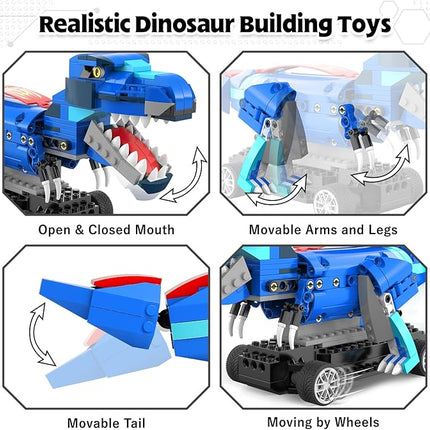 Yerloa Dinosaur Toys for Boys Age 8-12 5-7 6-7, Jurassic Building Kits for Kids 6 7 8 9 10 11 12 + Year Old, 343 Pcs Remote Control STEM Projects Building Blocks Sets Educational Birthday Easter Gifts
