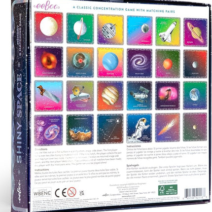 eeBoo: Memory & Matching Game- Shiny Space, 24 Pairs to Match & Memorize, Colorful Tiles, Encourages Recognition & Concentration Skills, Kids 5+